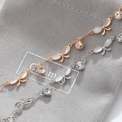 Mother of Pearl Butterfly with Zircon Silver Bracelet for Women