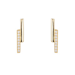 Double-row straight line with zircon silver studs earrings for women