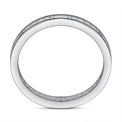 Full Row Emerald Cut Zircon Eternity Silver Ring for Women