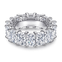 Full Circle Rectangle Zircon Silver Ring for Women