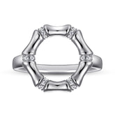 Bamboo Circle with Zircon Silver Ring for Women