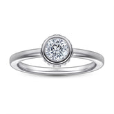 Round Zircon Solitaire Silver Ring
