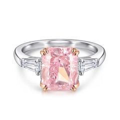 Barbie Pink Zircon Solitaire Silver Ring for Women