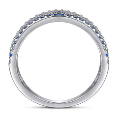 Half Circle Blue and White Zircon Silver Ring for Women