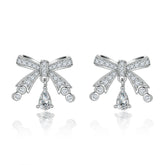 Pear Shape Zircon Bowknot Sterling Silver Stud Earrings