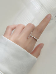 Interweave Stripe with Row Zircon Silver Ring for Women
