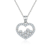 Hollow Heart with Mini Round Zircon Silver Necklace for Women