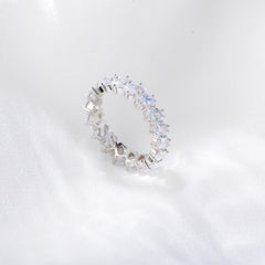 Circle of Water Drop White Zircon Sterling Silver Ring for Women