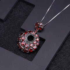 Italian Craft Design Elegant Luxury Inlaid Natural Colourful Treasure Circle Pendant Silver Necklace for Women