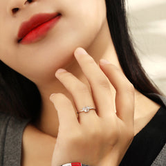 Round Opal Stone Little Deer Silver Ring for Women