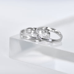 Twill Engraving Simple Silver Couple Ring