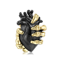 Halloween Skull Hand Holding Cardiac Silver Necklace