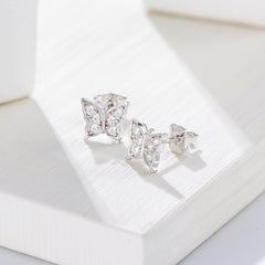 Zircon Butterfly Silver Studs Earrings for Women