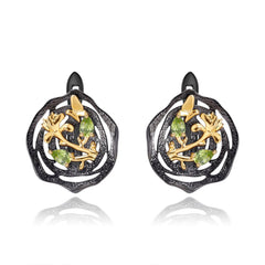 Colourful Gemstone Garden Silver Studs Earrings for Women