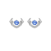 Deer Blue Zircon Silver Studs Earrings for Women