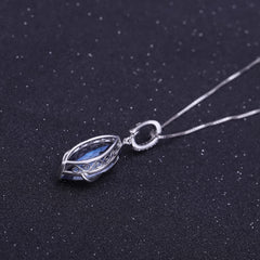 Luxury Retro Fashion Design Inlaid Natural Crystal Pendant Silver Necklace for Women