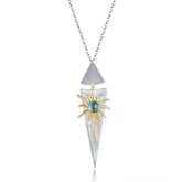 Creative Design Jewelry Inlaid Colourful Gemstone Sun Goddess Pendant Sterling Silver Necklace for Women