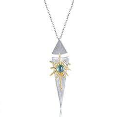 Creative Design Jewelry Inlaid Colourful Gemstone Sun Goddess Pendant Sterling Silver Necklace for Women
