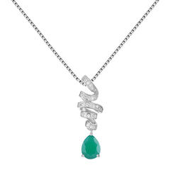 French Romantic Luxury Creative Design Inlaid Natural Colourful with Pear Drop Pendant Silver Necklace for Women