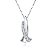 Geometric Design Pendant Zircon Sterling Silver Necklace