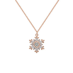 Zircon Snowflake Pendant Silver Necklace for Women