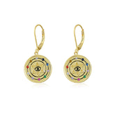 Devil's Eye Hexagram Star with Colourful Zircon Vintage Circle Silver Drop Earrings for Women