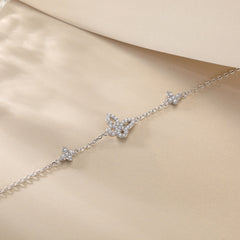 Hollow Zircon Butterfly Sterling Silver Bracelet