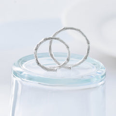 Bamboo Branch Texture Silver Couple Ring for Women