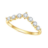 Row of Zircon V-shaped S925 Sterling Silver Plating 14k Gold Ring