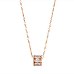 Single Row Marquise Zircon Ring Pendant Silver Necklace for Women