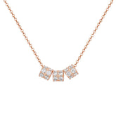 Three Double Row Zircon Rings Silver Necklace for Women