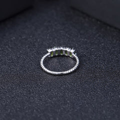 European Fashion Temperament Inlaid Natural Diopside Silver Ring for Women