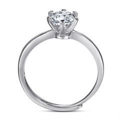 (1.0CT) Round Zircon Solitaire Silver Ring for Women