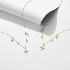 Cross Zircon Silver Necklace