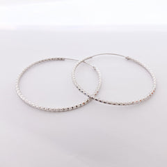 Concave-convex Rhombus Big Silver Hoop Earrings for Women