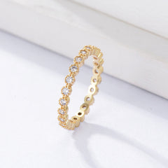Geometric Round Full Zircon Sterling Silver Eternity Ring for Women