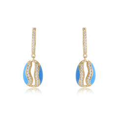 Oval shape with Zircon Silver Drop Earrings for Women