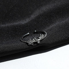 Flower Kitten Silver Ring for Women