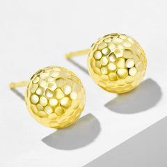 Honeycomb Pattern Half Ball Sterling Silver Stud Earrings
