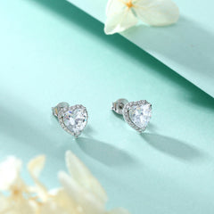 Halo Heart Zircon Stud Earrings