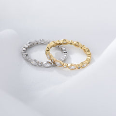 Marquise and Round Shape Zircon Beading Sterling Silver Ring for Women