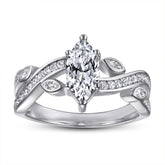 Marquise Zircon with Hollow Pattern Silver Ring for Women
