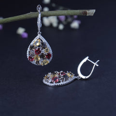Colourful Mardi Gras Silver Drop Earrings for Women