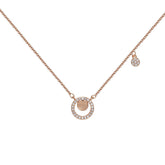 Smooth Round Piece with Zircon Circle Pendant Silver Necklace for Women