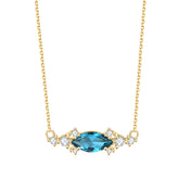 Paraiba Nanometer Stone Marquise Shape Pendant Plated Gold Silver Necklace for Women