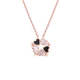 Two Ways Wearing Black Agate and Mother-of-pearl Heart Silver Necklace for Women