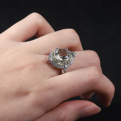 Natural Crystal Luxury Oval Soleste Holo Sterling Silver Ring for Women