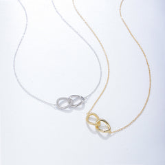 Geometric Twisted Double Clasp Sterling Silver Necklace for Women