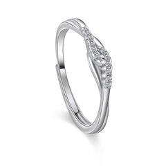 Romantic Interlaced Buckle Silver Couple Ring