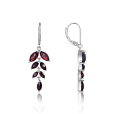 Leaf Pendant Natural Gemstones Silver Drop Earrings